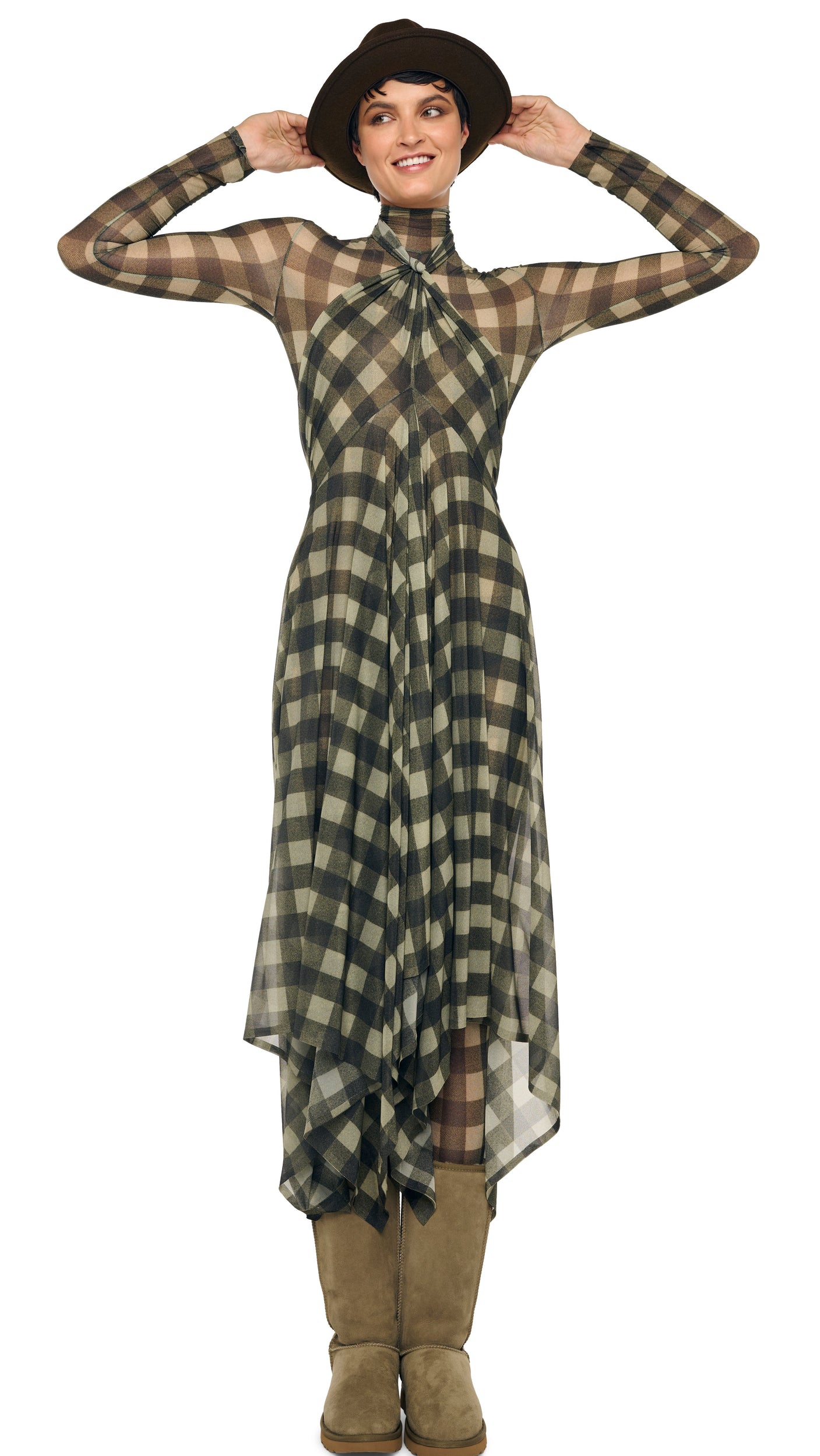 CONVERTIBLE MIDCALF Bark Box Plaid | Norma Kamali Women