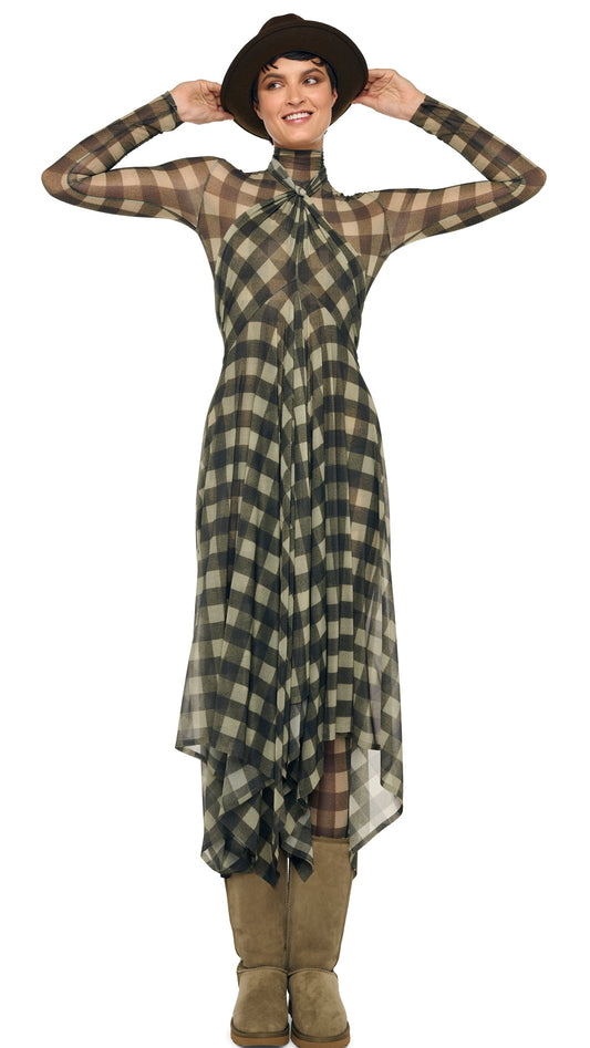 CONVERTIBLE MIDCALF Bark Box Plaid | Norma Kamali Women