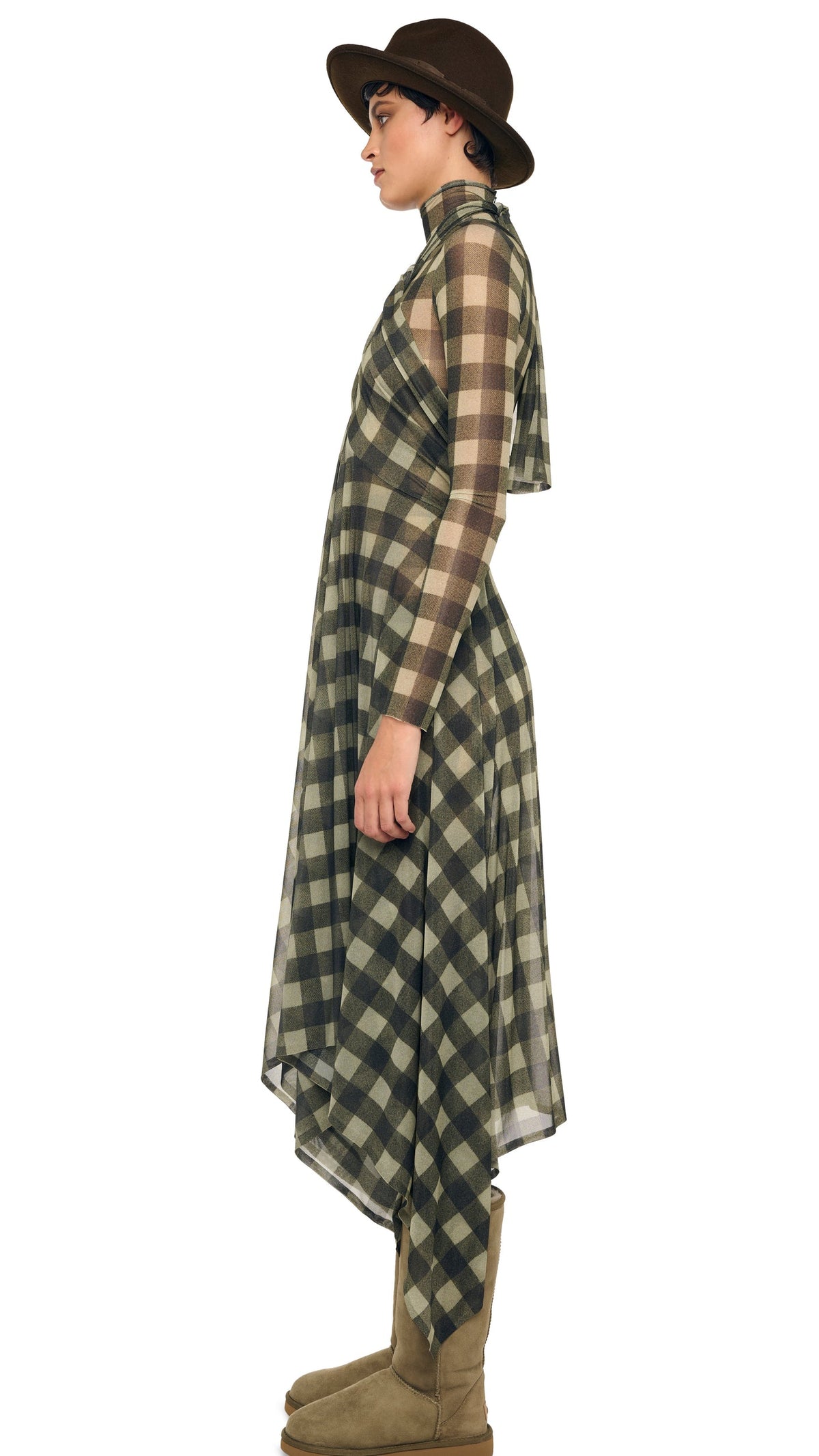 CONVERTIBLE MIDCALF Bark Box Plaid | Norma Kamali Women