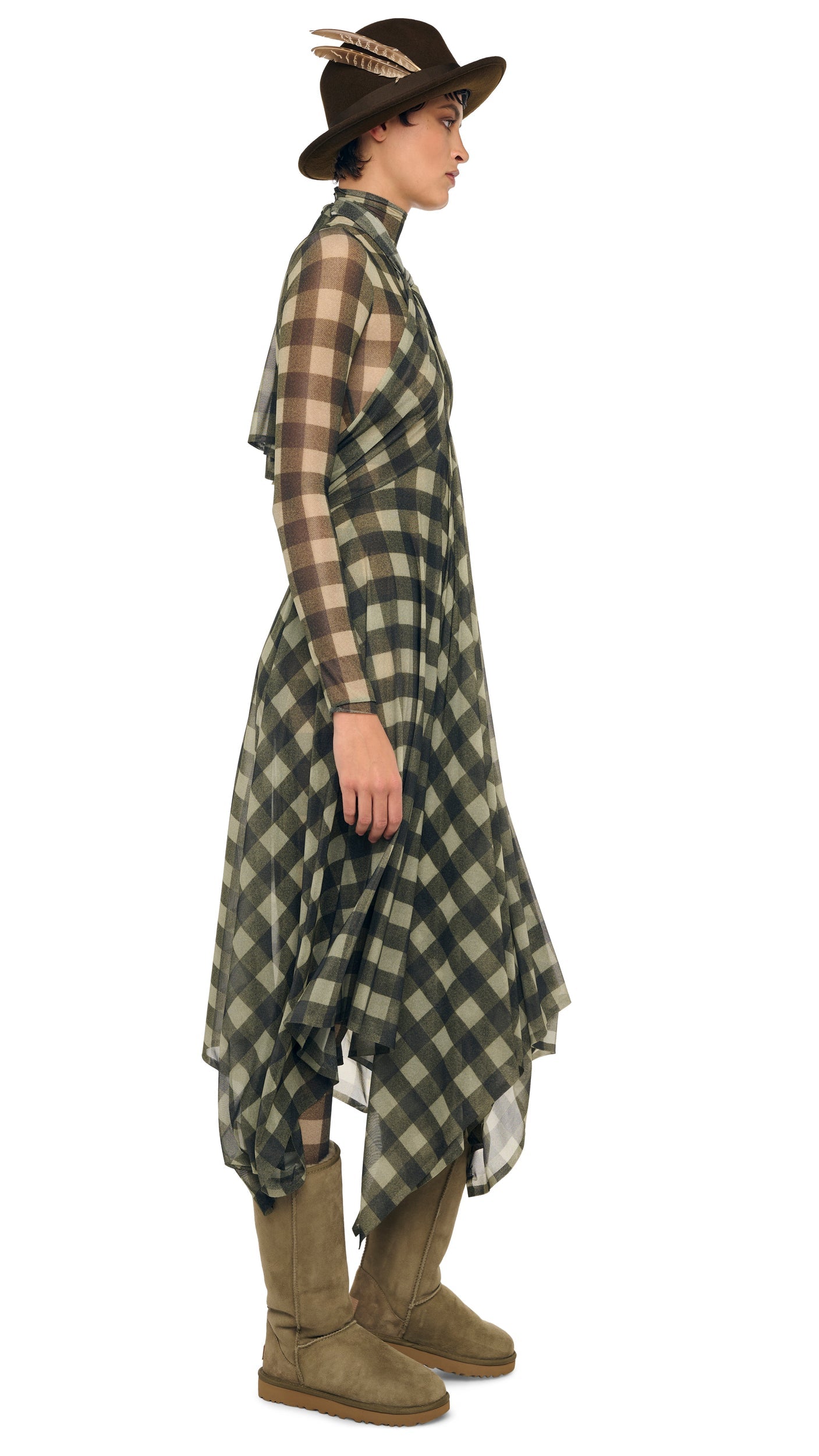 CONVERTIBLE MIDCALF Bark Box Plaid | Norma Kamali Women