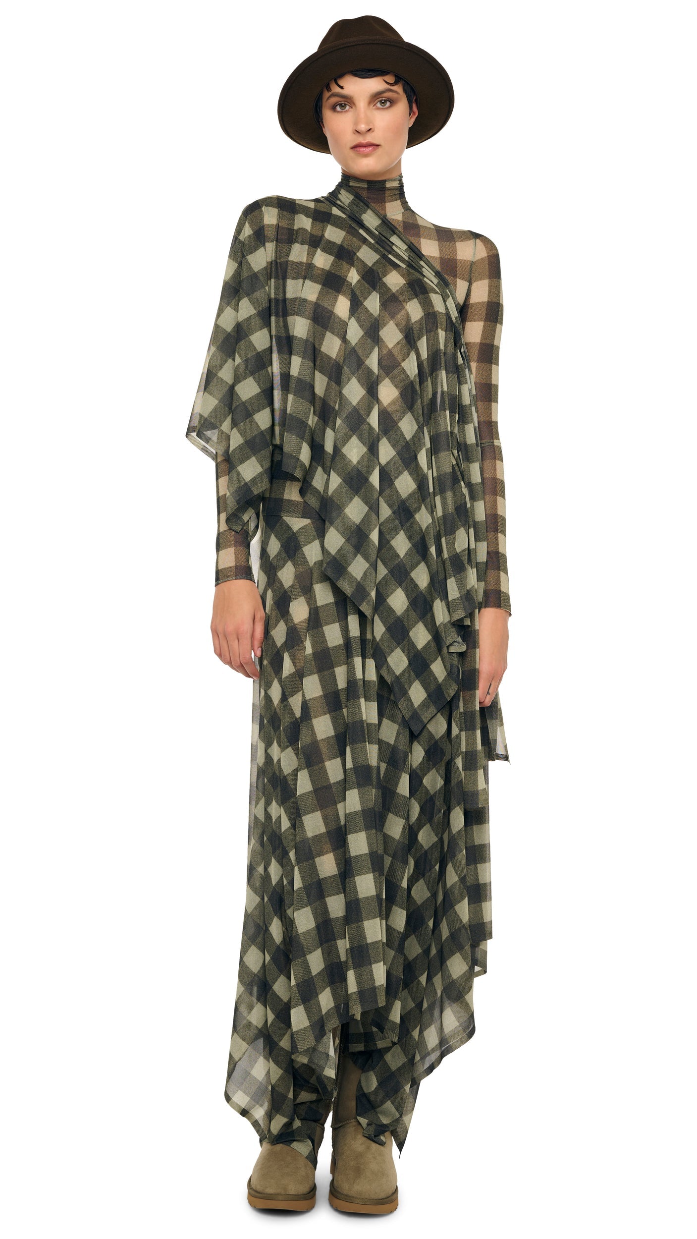 CONVERTIBLE MIDCALF Bark Box Plaid | Norma Kamali Women