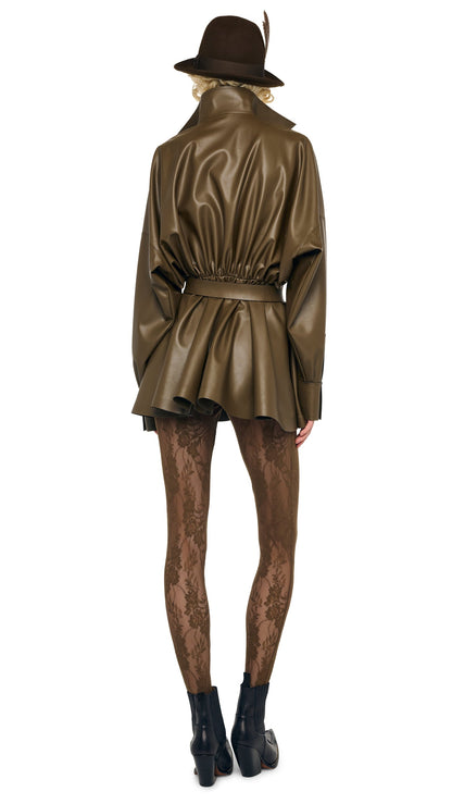 SUPER OS BF NK SHIRT FLARED MINI DRESS Bark | Norma Kamali Women