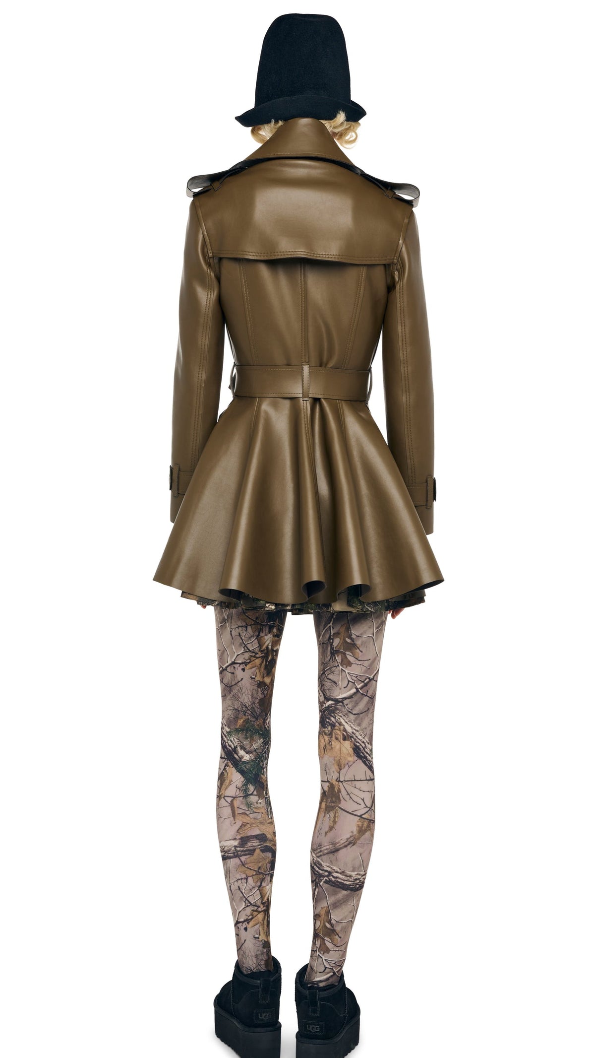DOUBLE BREASTED TRENCH FLARED MINI DRESS Bark | Norma Kamali Women