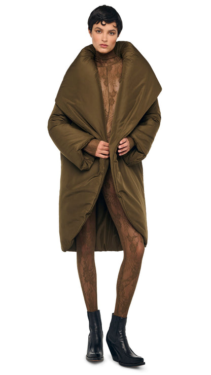 SHAWL COLLAR SLEEPING BAG COAT Bark | Norma Kamali Women