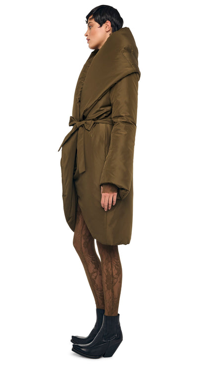 SHAWL COLLAR SLEEPING BAG COAT Bark | Norma Kamali Women