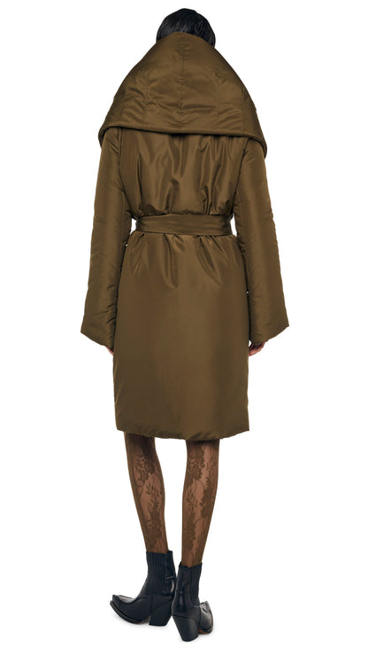 SHAWL COLLAR SLEEPING BAG COAT Bark | Norma Kamali Women