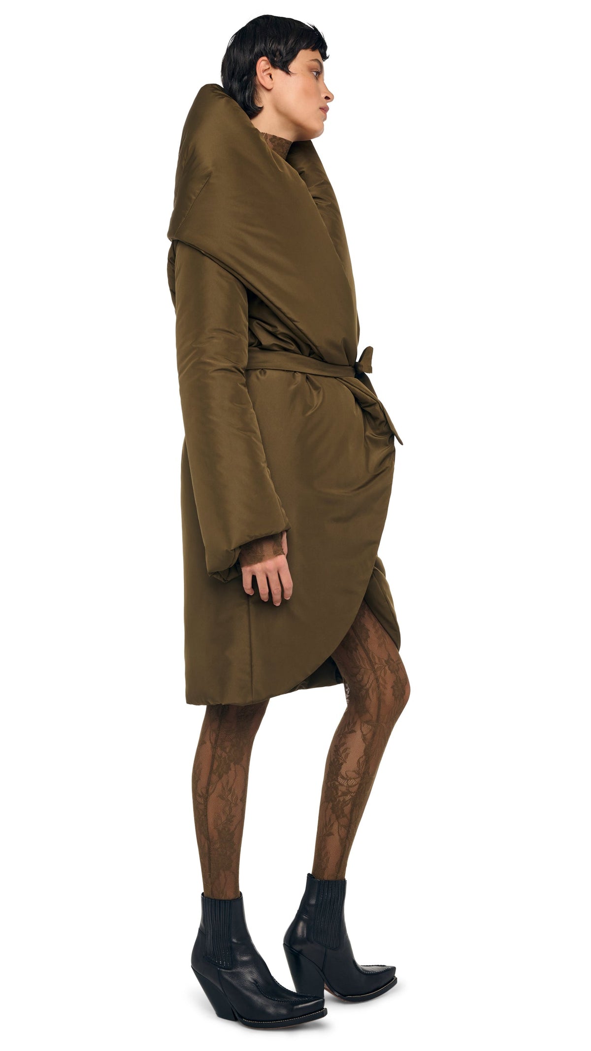 SHAWL COLLAR SLEEPING BAG COAT Bark | Norma Kamali Women