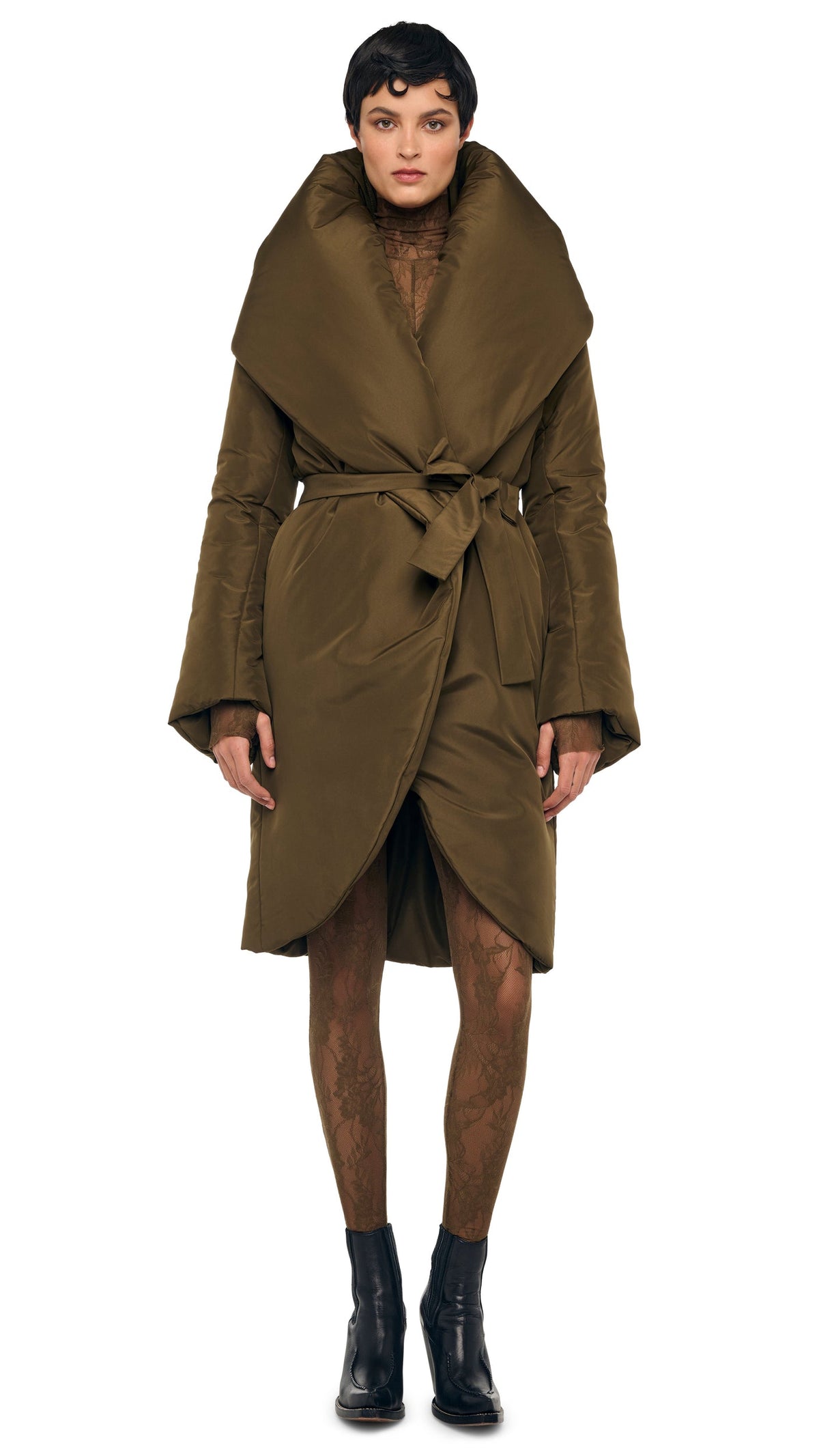 SHAWL COLLAR SLEEPING BAG COAT Bark | Norma Kamali Women