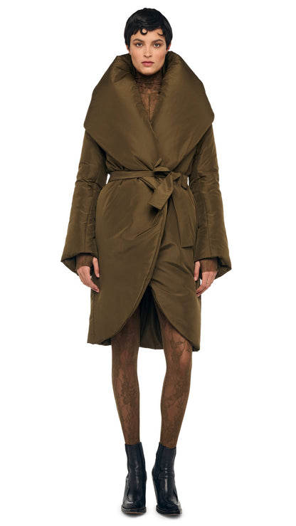 SHAWL COLLAR SLEEPING BAG COAT Bark | Norma Kamali Women