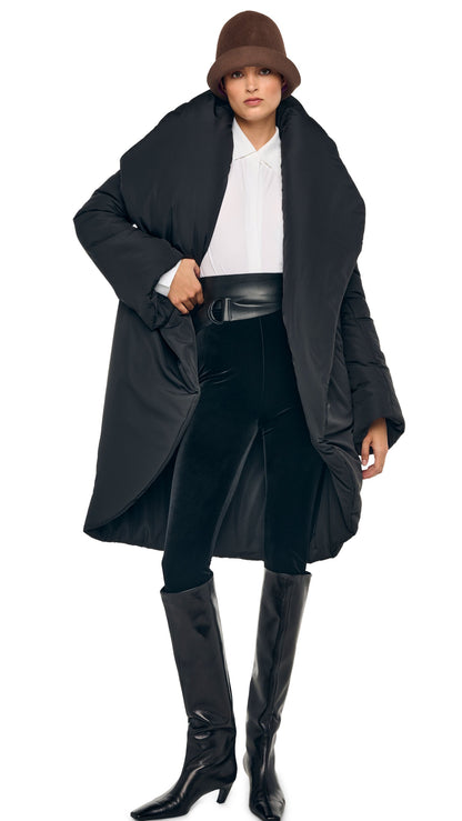 SHAWL COLLAR SLEEPING BAG COAT Black | Norma Kamali Women