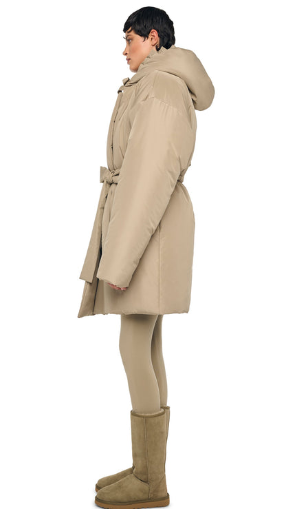 HOODED SLEEPING BAG COAT TO KNEE Elm | Norma Kamali Women