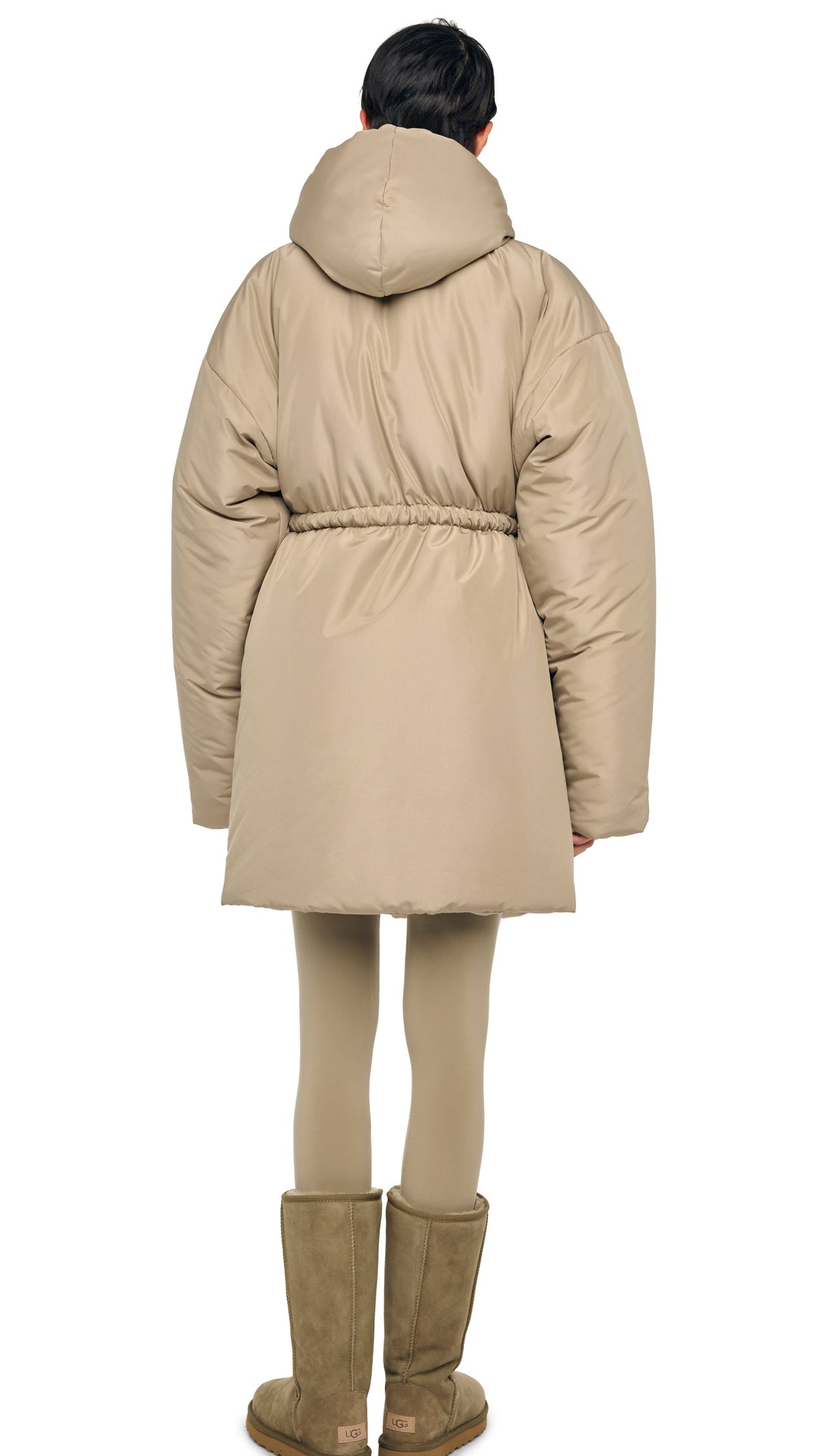 HOODED SLEEPING BAG COAT TO KNEE Elm | Norma Kamali Women