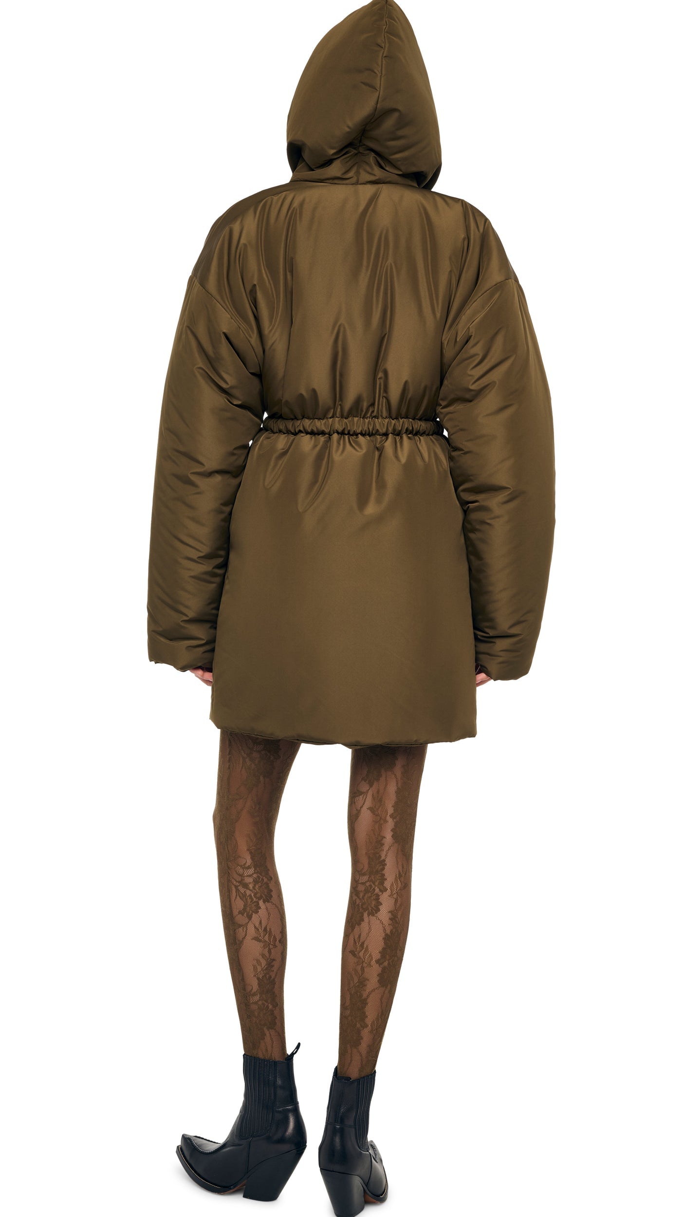 HOODED SLEEPING BAG COAT TO KNEE Bark | Norma Kamali Women