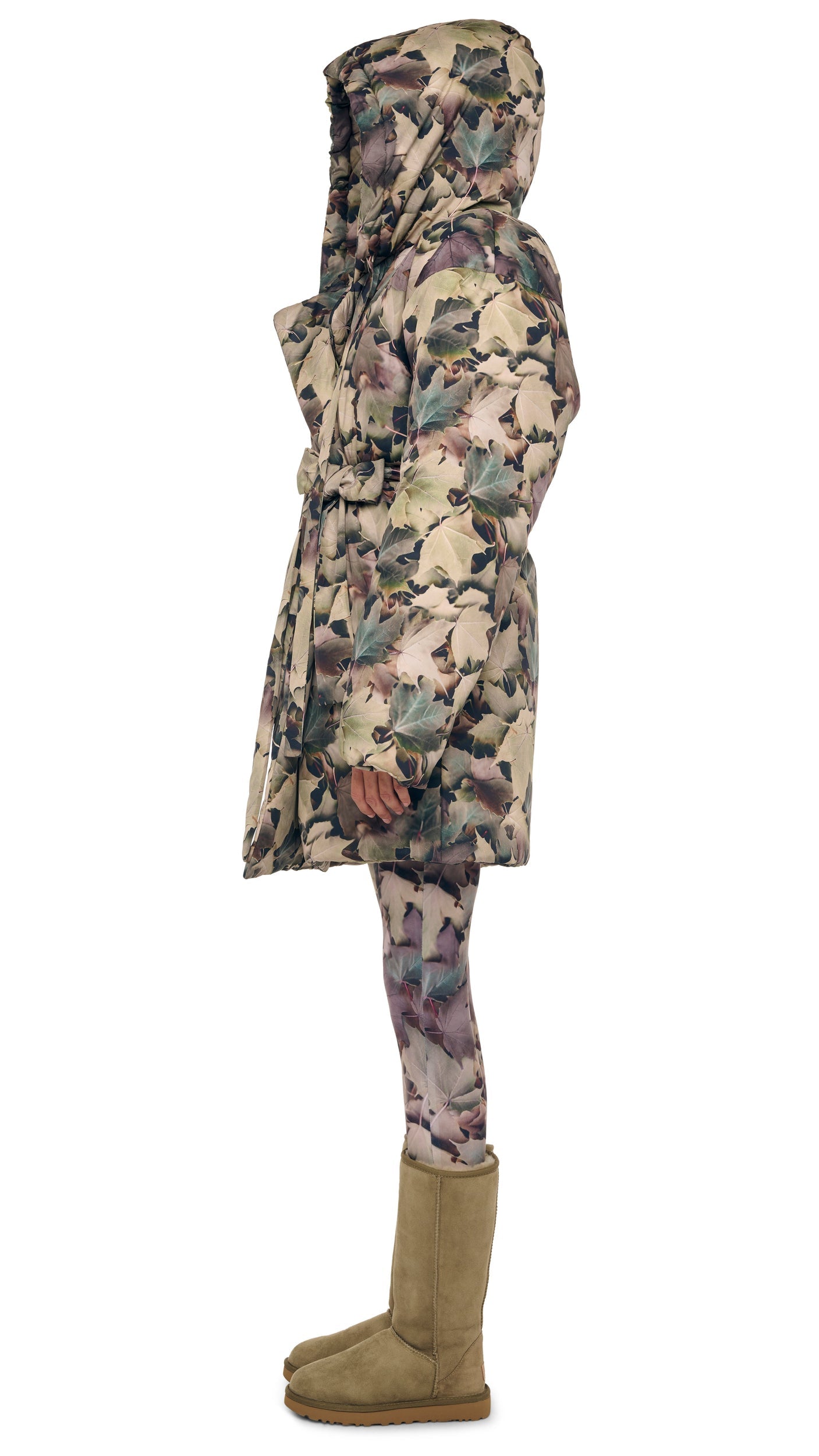 HOODED SLEEPING BAG COAT TO KNEE Autumn Leaves | Norma Kamali Women