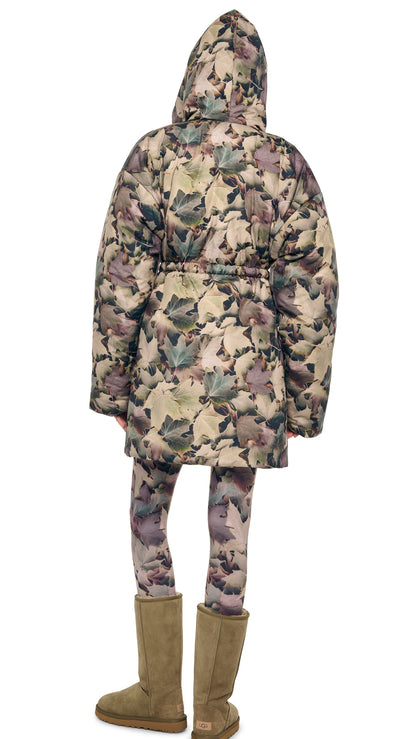 HOODED SLEEPING BAG COAT TO KNEE Autumn Leaves | Norma Kamali Women