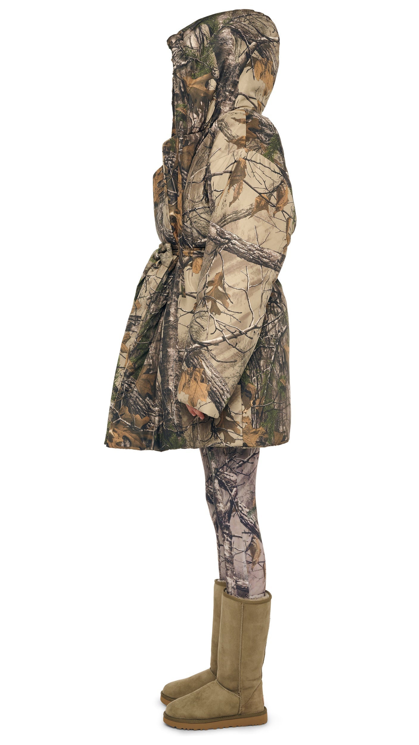 HOODED SLEEPING BAG COAT TO KNEE Trees | Norma Kamali Women