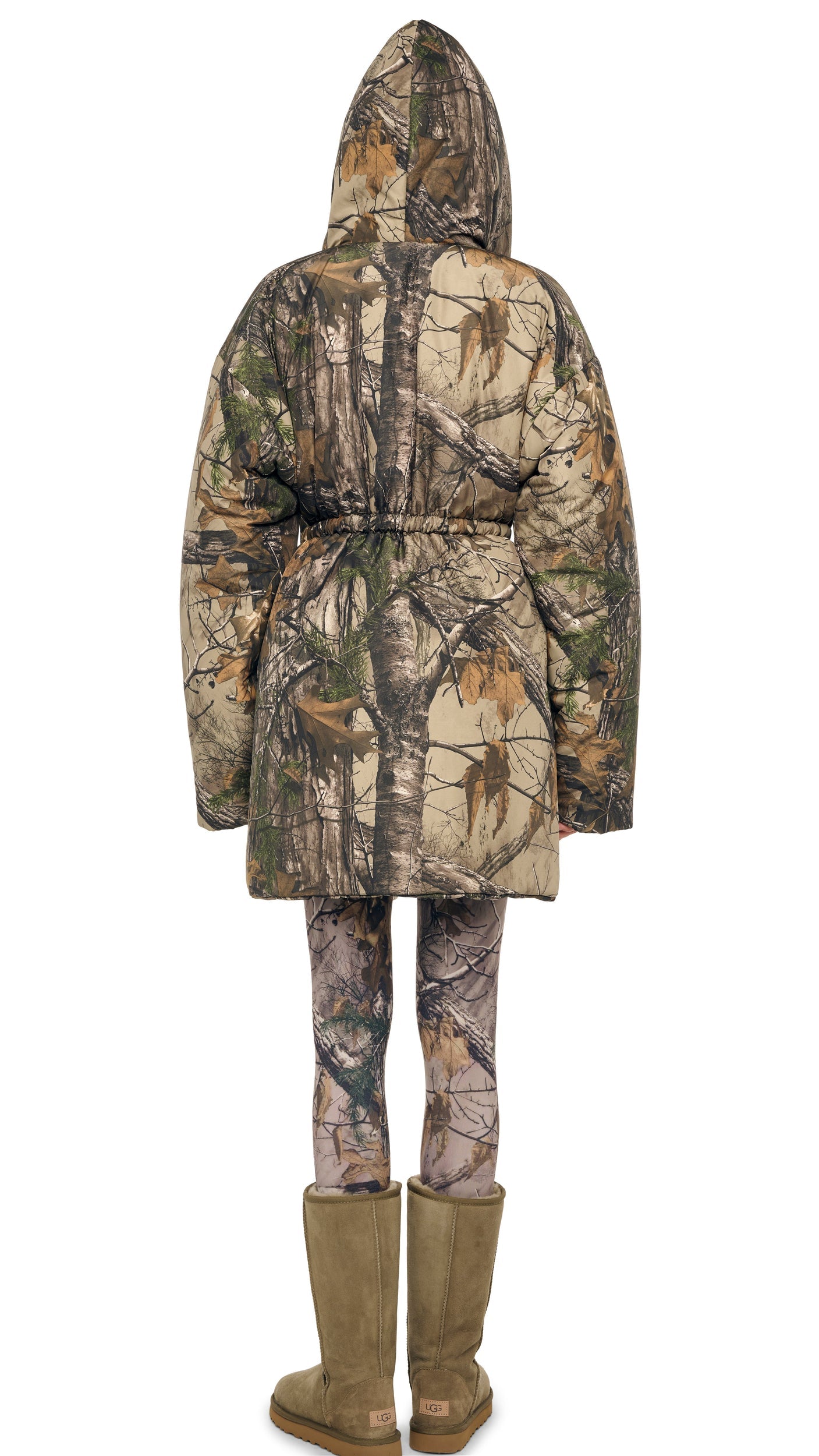 HOODED SLEEPING BAG COAT TO KNEE Trees | Norma Kamali Women