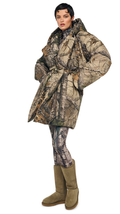 HOODED SLEEPING BAG COAT TO KNEE Trees | Norma Kamali Women