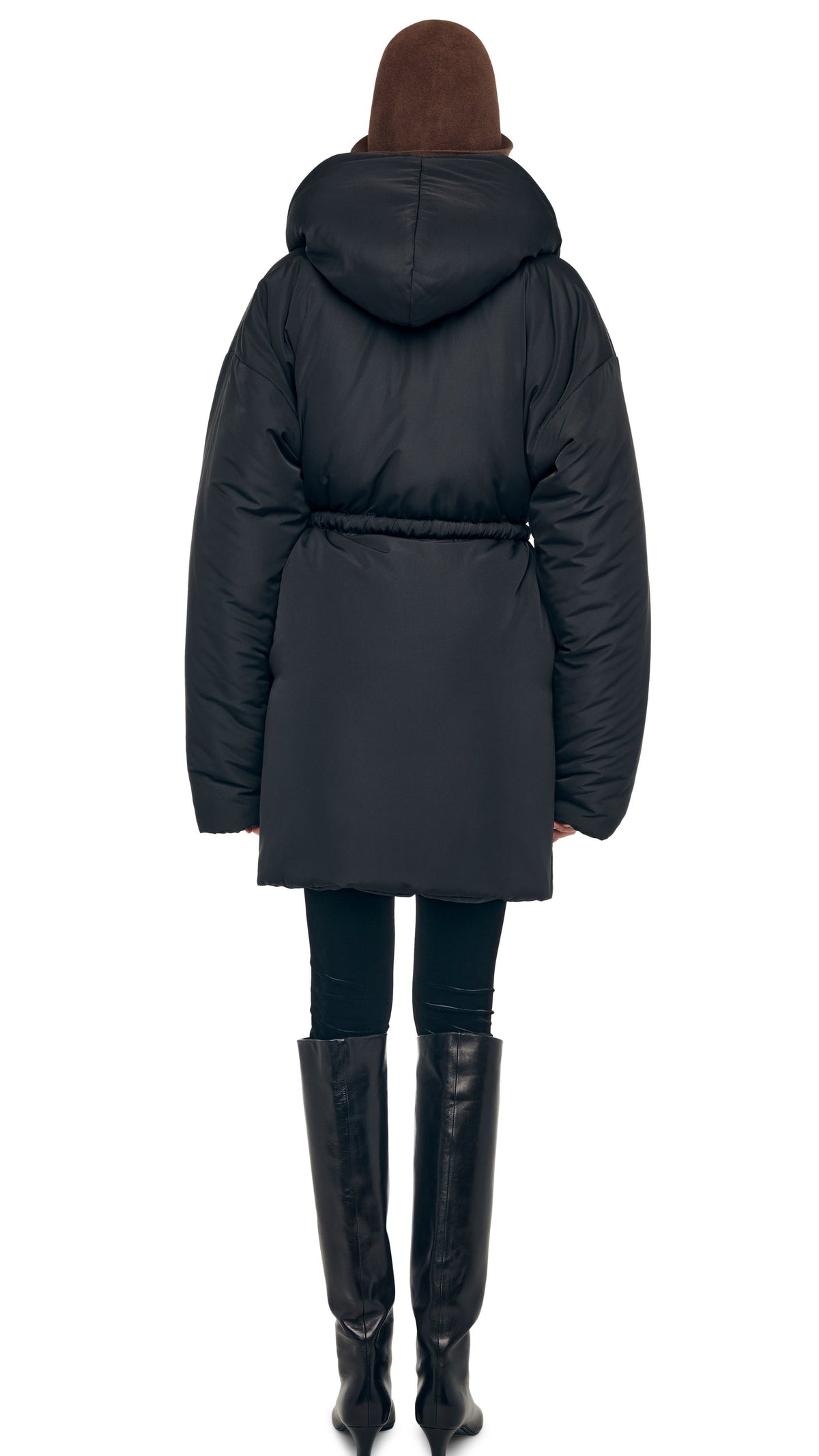HOODED SLEEPING BAG COAT TO KNEE Black | Norma Kamali Women