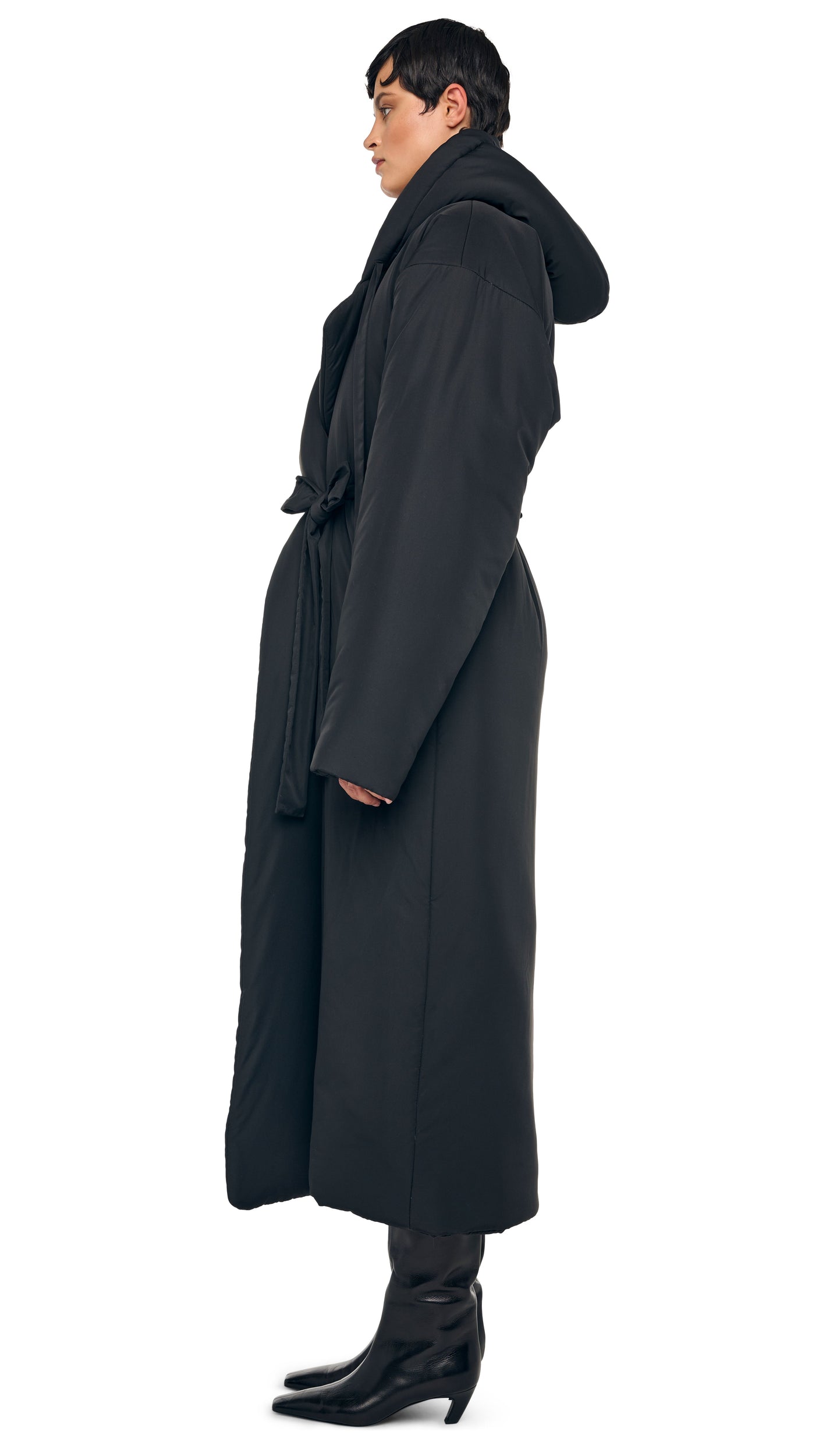HOODED SLEEPING BAG COAT LONG Black | Norma Kamali Women