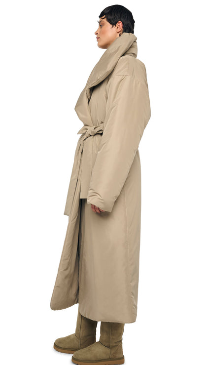 HIGH COLLAR SLEEPING BAG COAT LONG Elm | Norma Kamali Women