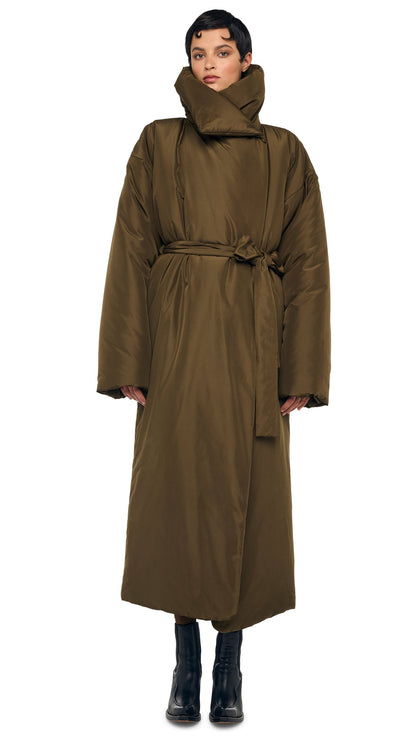 HIGH COLLAR SLEEPING BAG COAT LONG Bark | Norma Kamali Women