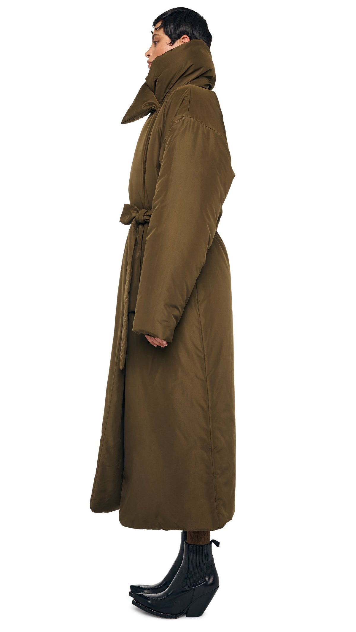 HIGH COLLAR SLEEPING BAG COAT LONG Bark | Norma Kamali Women
