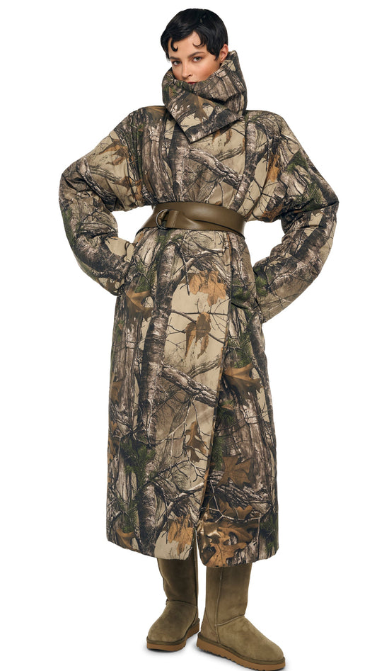 HIGH COLLAR SLEEPING BAG COAT LONG Trees | Norma Kamali Women