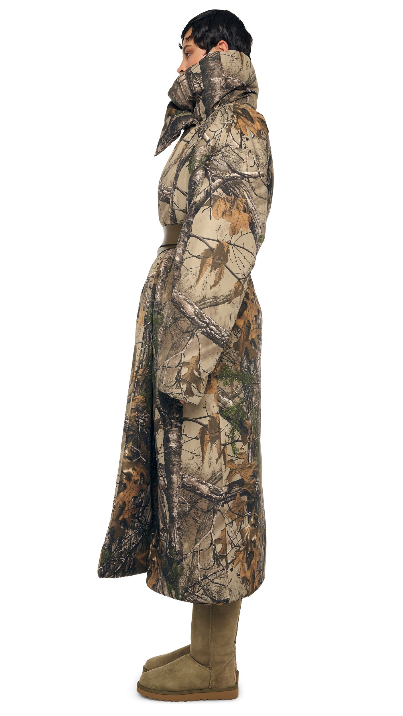 HIGH COLLAR SLEEPING BAG COAT LONG Trees | Norma Kamali Women