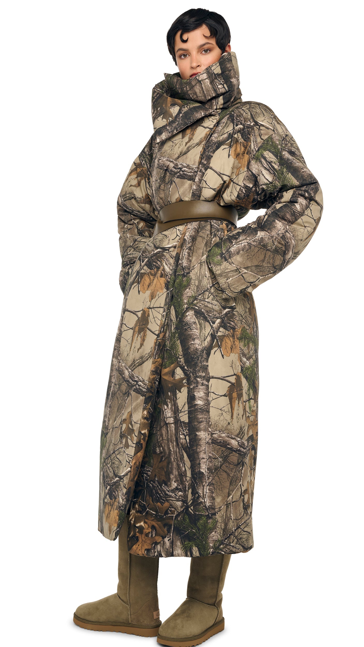 HIGH COLLAR SLEEPING BAG COAT LONG Trees | Norma Kamali Women