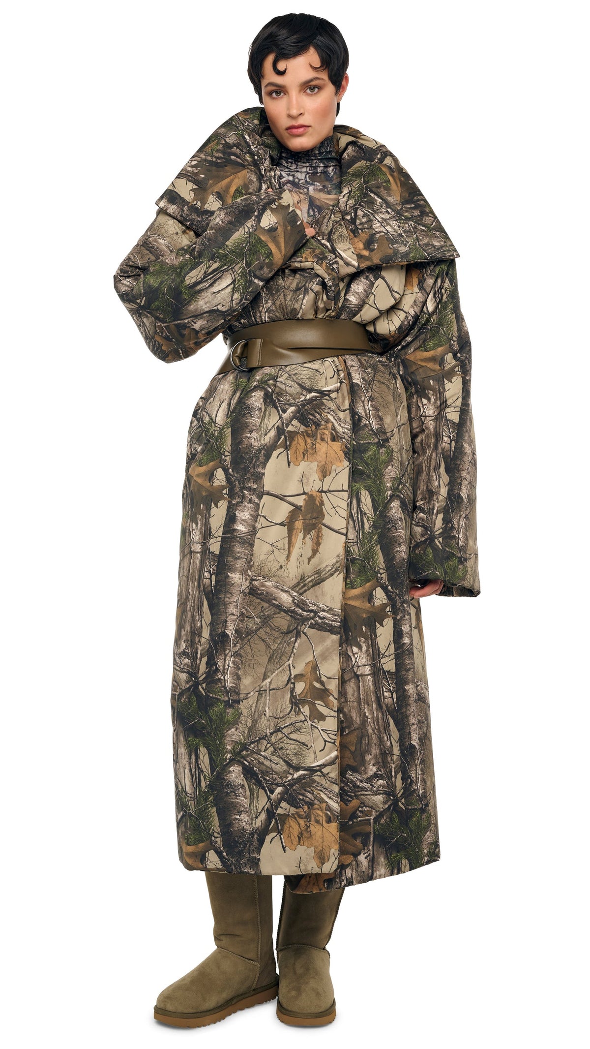 HIGH COLLAR SLEEPING BAG COAT LONG Trees | Norma Kamali Women