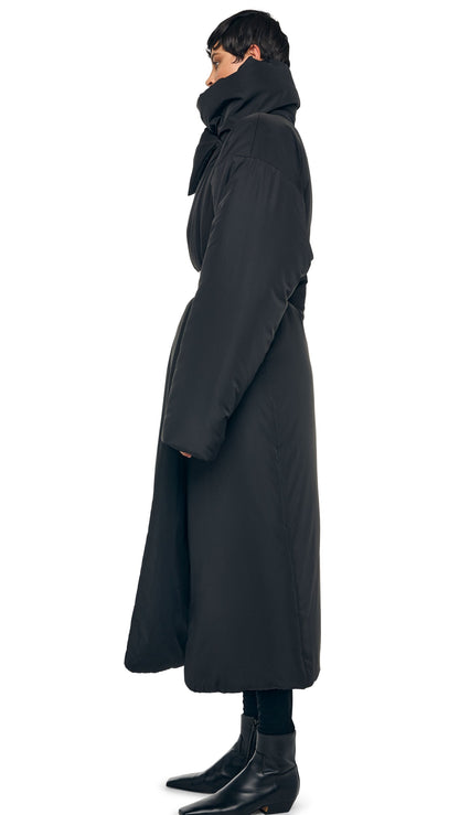 HIGH COLLAR SLEEPING BAG COAT LONG Black | Norma Kamali Women