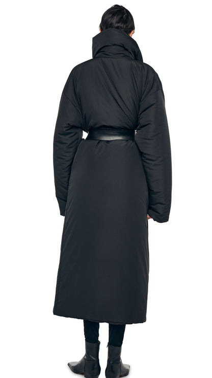 HIGH COLLAR SLEEPING BAG COAT LONG Black | Norma Kamali Women