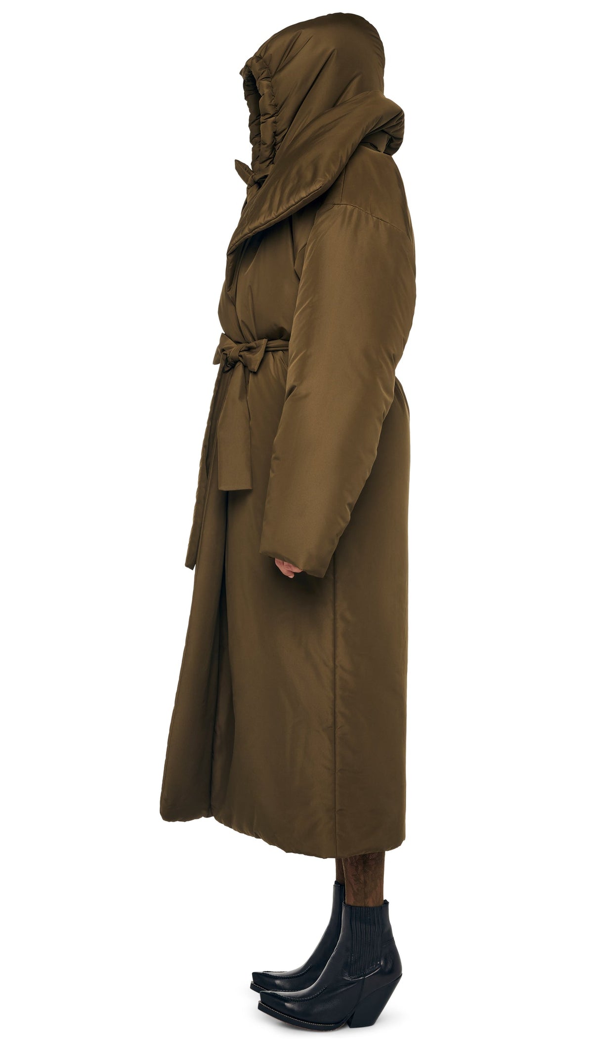 HIGH COLLAR OS BF SLEEPING BAG COAT Bark | Norma Kamali Women