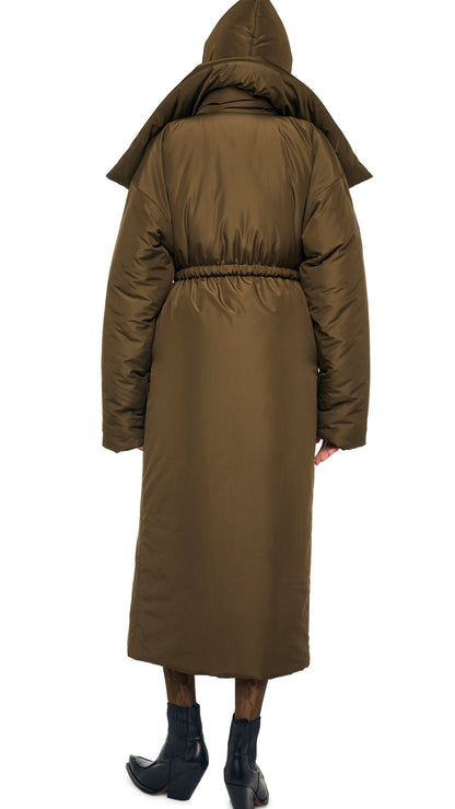HIGH COLLAR OS BF SLEEPING BAG COAT Bark | Norma Kamali Women