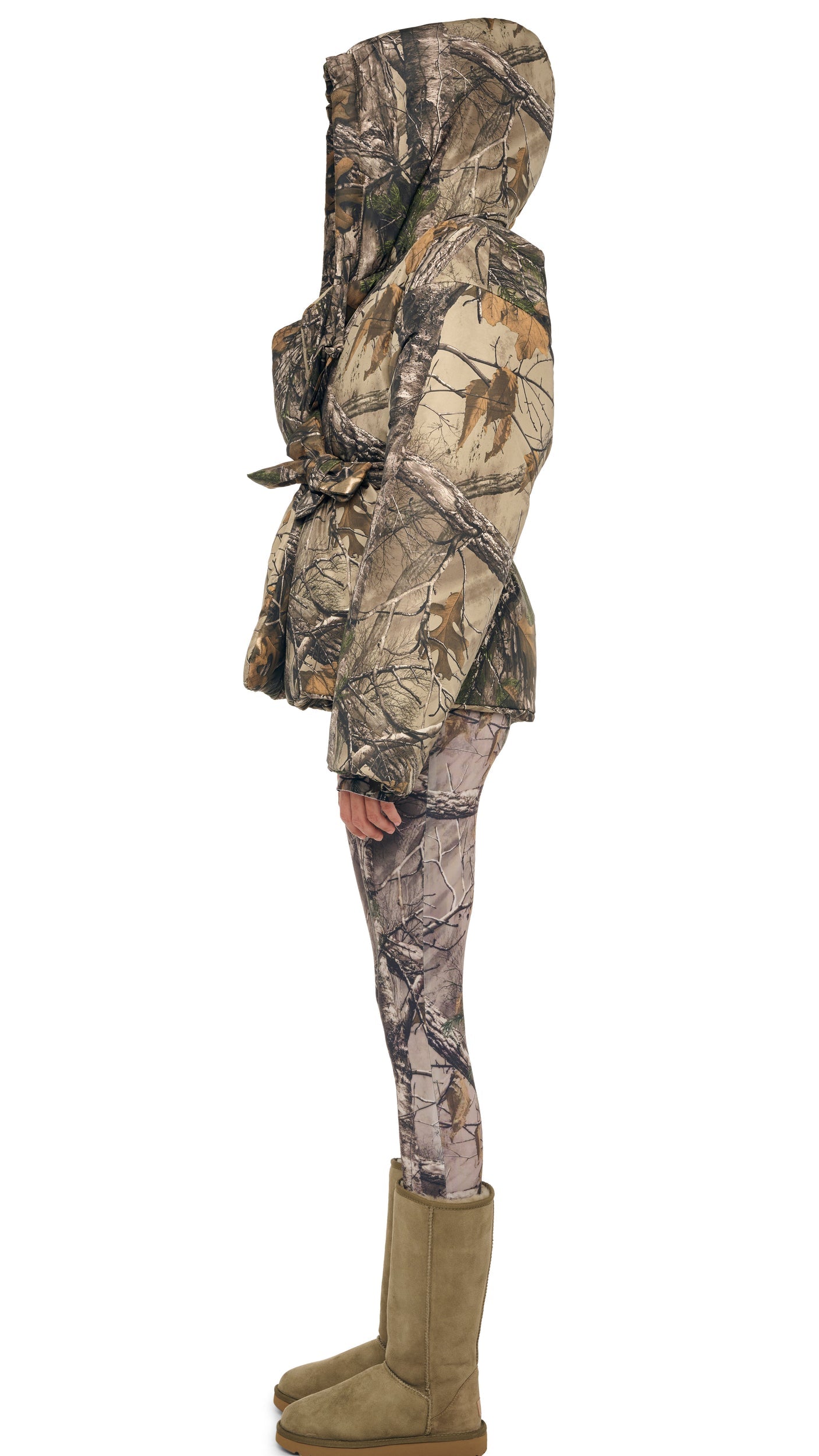 HOODED SLEEPING BAG JACKET W/ DRAWSTRINGS Trees | Norma Kamali Women