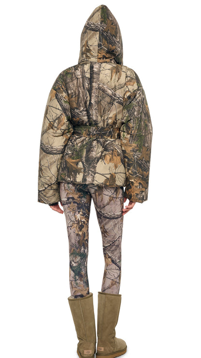 HOODED SLEEPING BAG JACKET W/ DRAWSTRINGS Trees | Norma Kamali Women