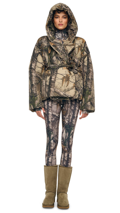 HOODED SLEEPING BAG JACKET W/ DRAWSTRINGS Trees | Norma Kamali Women