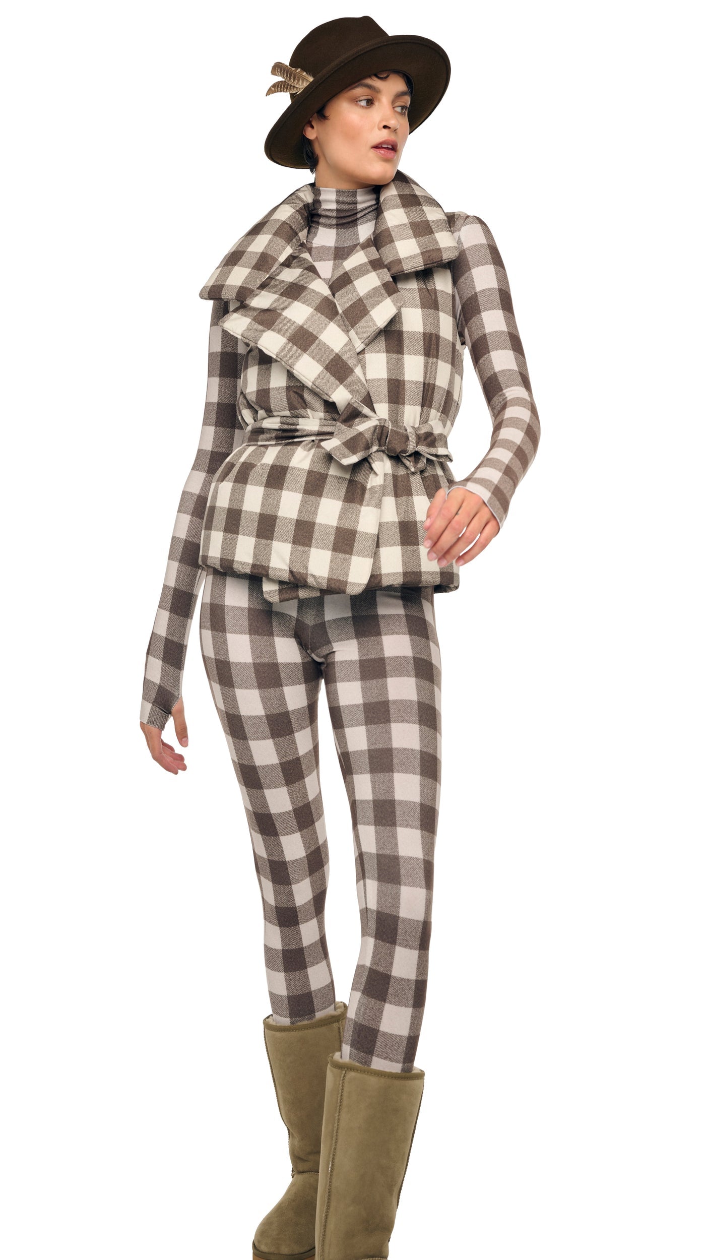 SLEEVELESS SLEEPING BAG VEST Bark Box Plaid | Norma Kamali Women