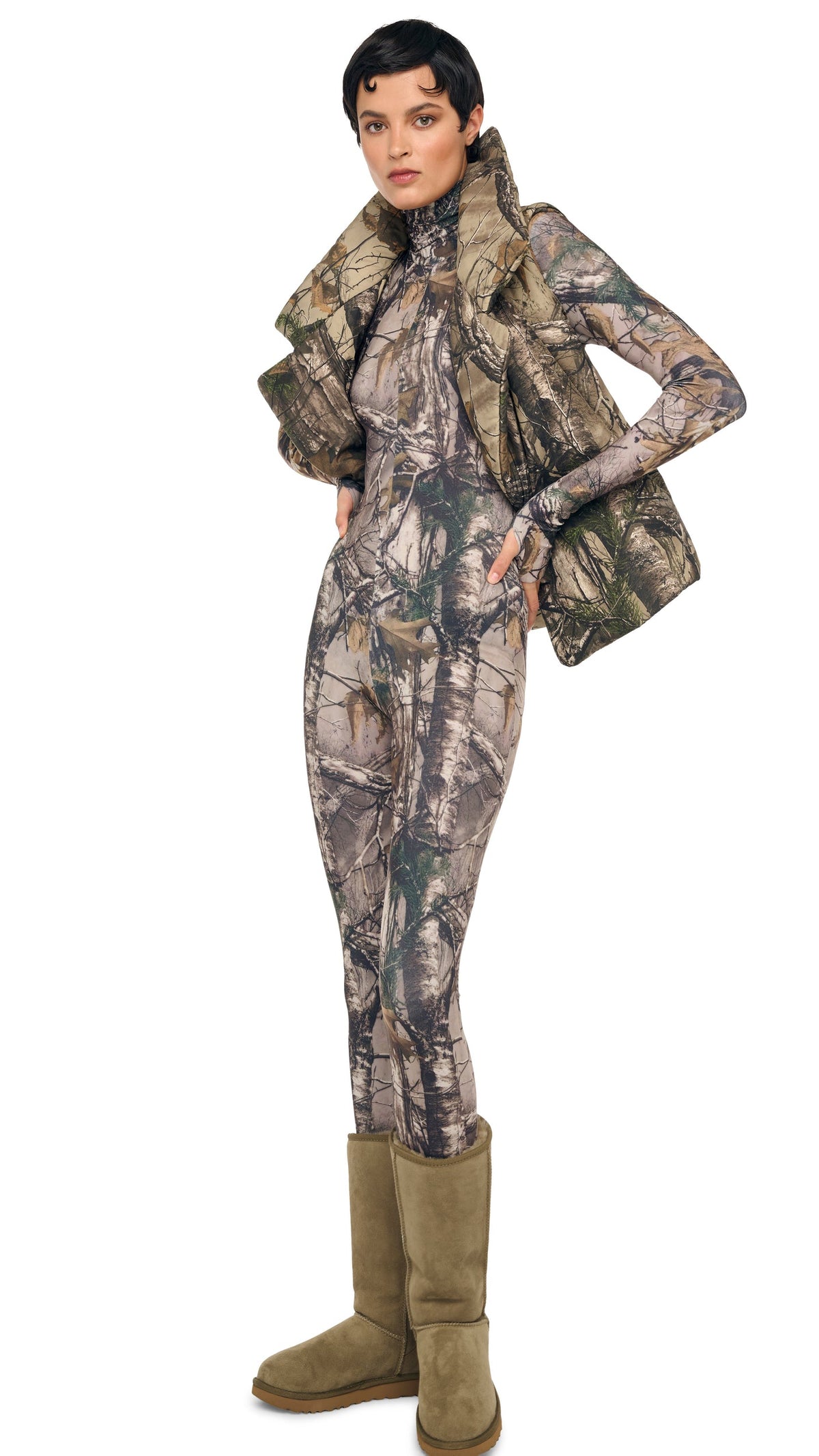 SLEEVELESS SLEEPING BAG VEST Trees | Norma Kamali Women