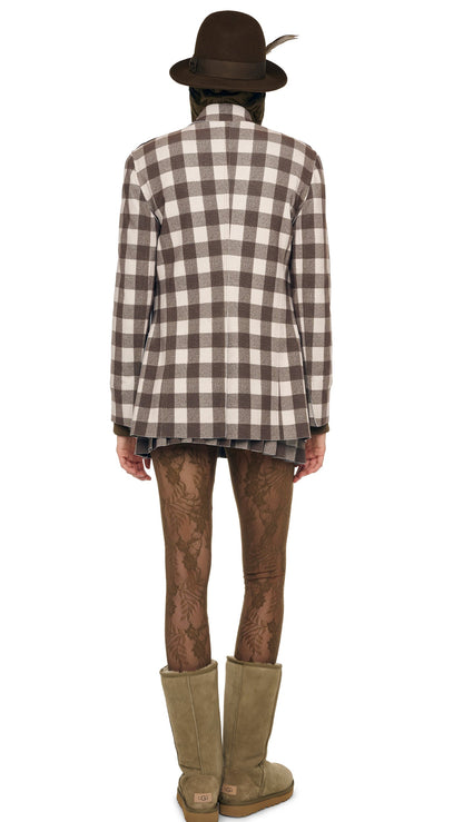 PLEATED MINI SKIRT Bark Box Plaid | Norma Kamali Women