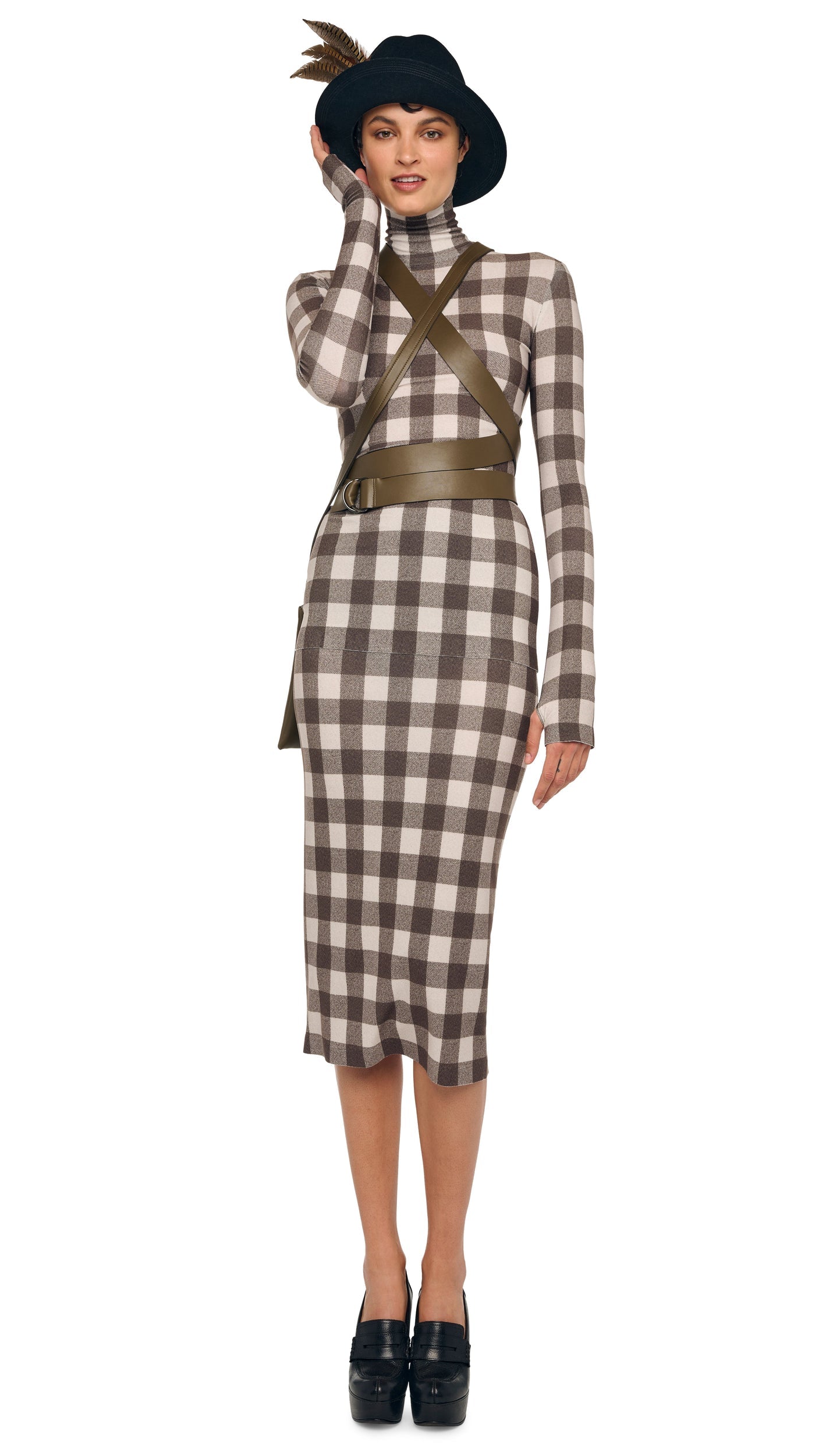 STRAIGHT SKIRT TO MIDCALF Bark Box Plaid | Norma Kamali Women