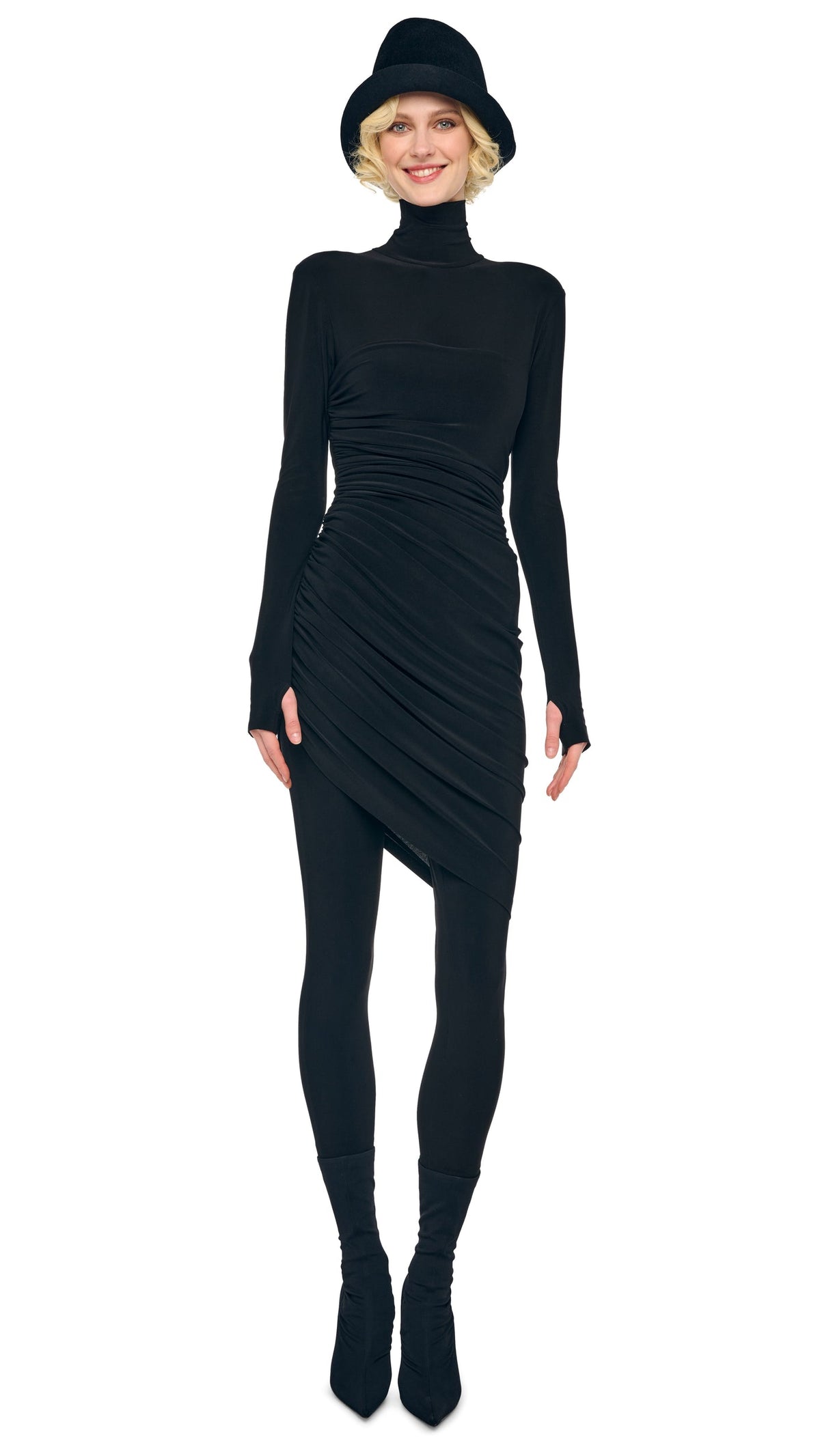 DIANA MINI DRESS W/ CATSUIT Black | Norma Kamali Women