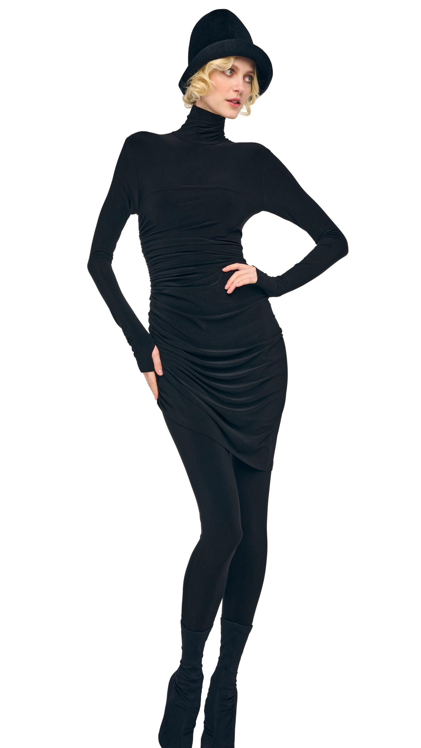 DIANA MINI DRESS W/ CATSUIT Black | Norma Kamali Women