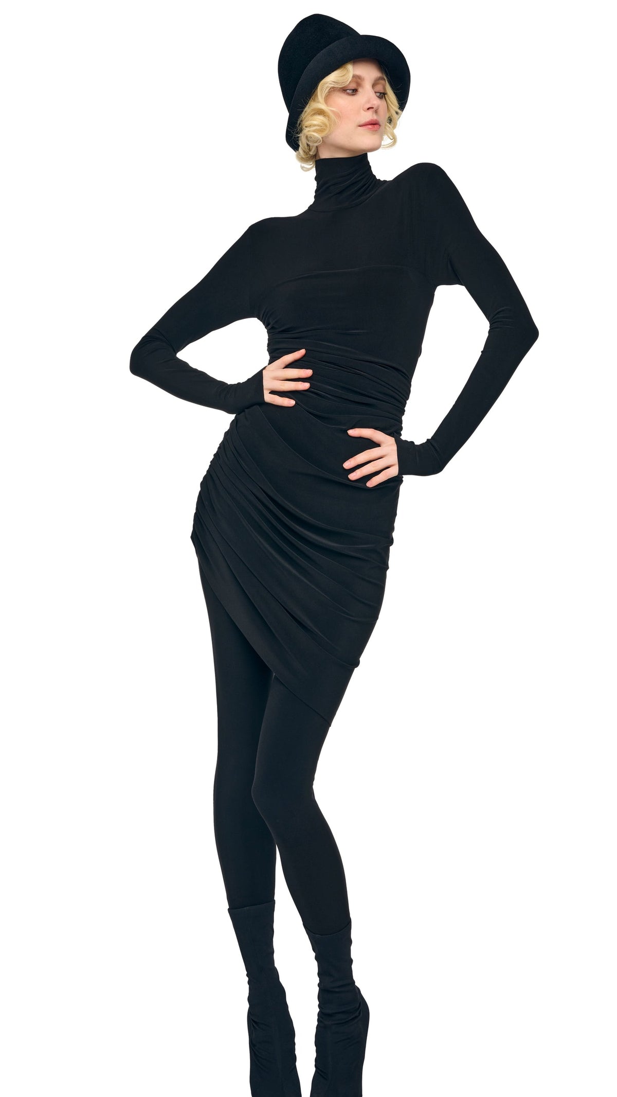 DIANA MINI DRESS W/ CATSUIT Black | Norma Kamali Women