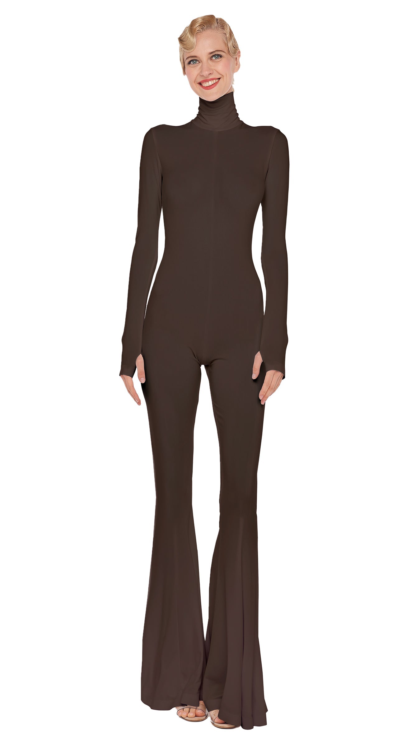 TURTLENECK FISHTAIL JUMPSUIT Bark | Norma Kamali Women