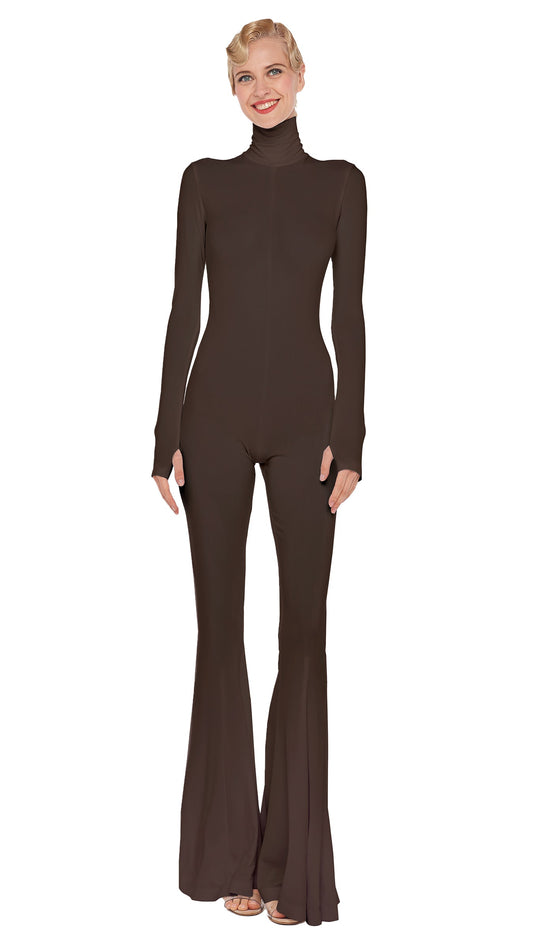 TURTLENECK FISHTAIL JUMPSUIT Bark | Norma Kamali Women