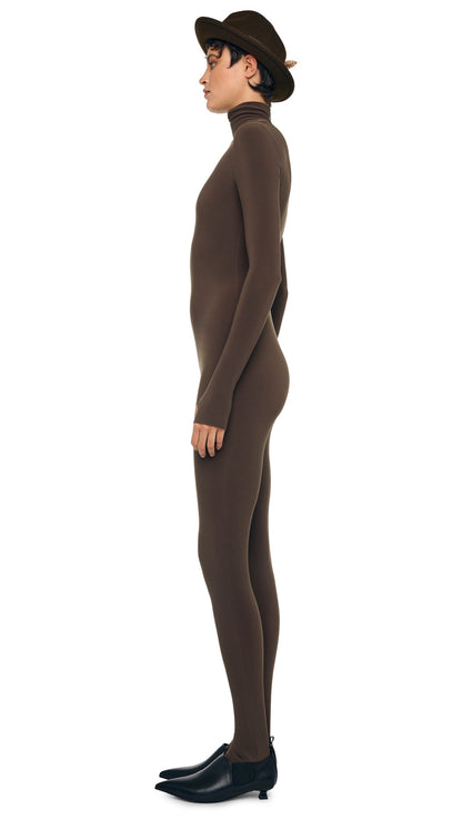 LONG SLEEVE TURTLE CATSUIT W/ FOOTIE Bark | Norma Kamali Women