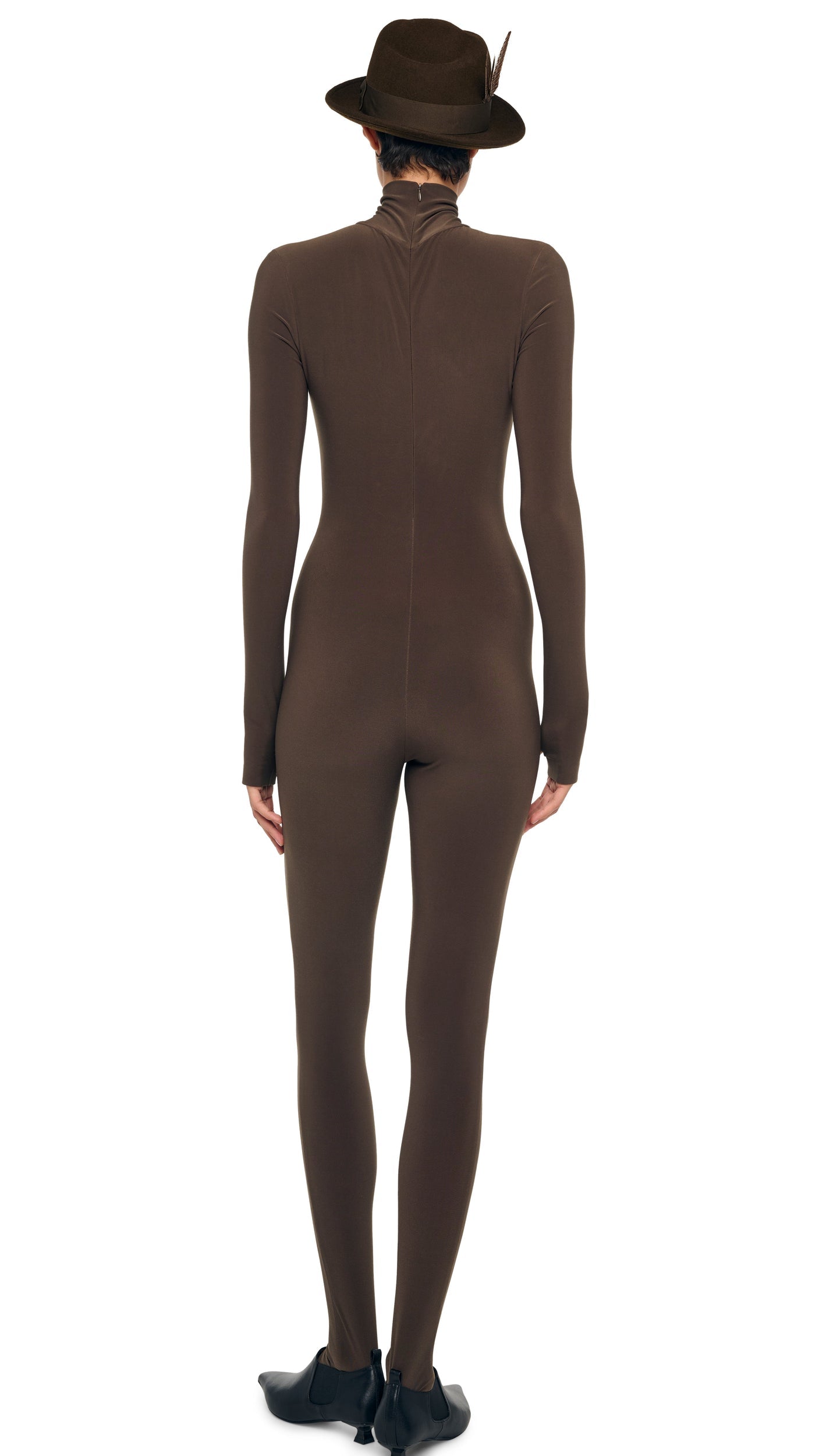 LONG SLEEVE TURTLE CATSUIT W/ FOOTIE Bark | Norma Kamali Women