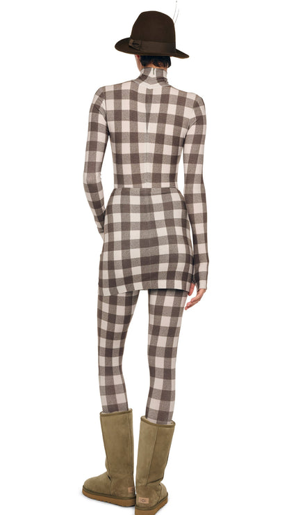 LONG SLEEVE TURTLE CATSUIT W/ FOOTIE Bark Box Plaid | Norma Kamali Women